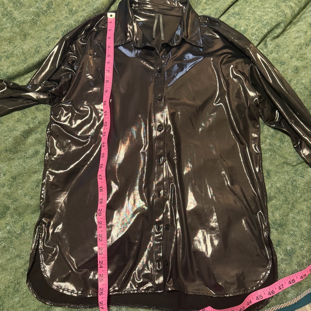 By Anthropologie Metallic Gunmetal Blouse - XS - Picture 8 of 9